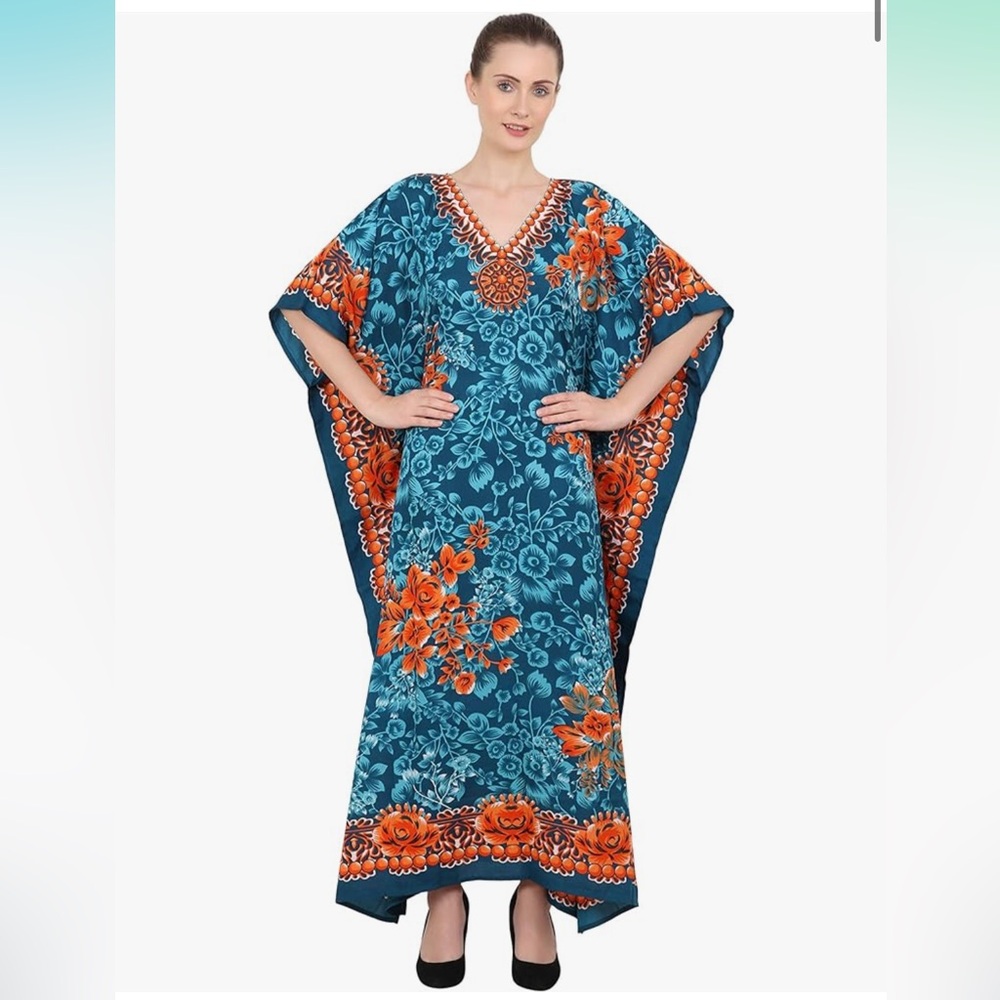 Miss Lavish London kaftan in Teal size 2XL